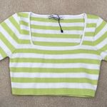 ZARA Green and White Striped Top Photo 2