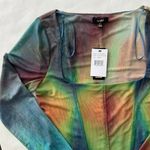NWT AFRM Kona Mesh Rainbow Square Neck Top Size S Blue Photo 3