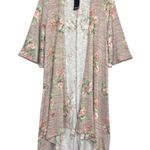 Torrid Floral Kimono Duster Open Cardigan Size M/L 00 Hi Low Coverup Boho Hippie Photo 1