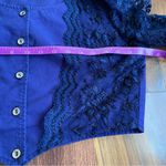 1849 Authentic Ranchwear Lace Sleeve Western Cropped Waist Cowgirl Rodeo Top Blue Size M Photo 8