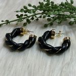 Twisted faux leather gold tone hoop earrings Photo 3