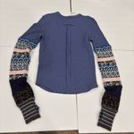 We The Free NWT Free People x “All In Cuff” Indigo Combo LS Top – Women’s S Photo 5