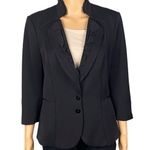 White House | Black Market black blazer w/ruffle lapel & stand collar Size 8 EUC Photo 0