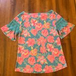 Simply Southern  Top NWT Medium Pink, Turquoise, white Flutter Sleeve  Crochet Photo 6