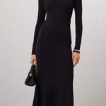 Toccin Black Ribbed Turtleneck Long Sleeve Midi Sweater Dress Size Medium Photo 0