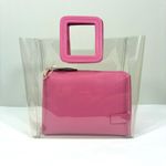 STAUD Shirley Transparent Handbag Tote Leather PVC Clear Pink Medium NWT Photo 3