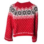 No Boundaries  Fair Isle Sweater Pullover Cropped Red White L Photo 1