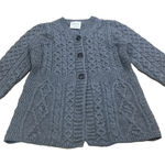 Kilronan Knitwear Merino Wool Button Cardigan XXS Ireland Cable Knit Fisherman Gray Photo 0