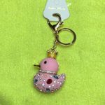 1pc Creative Rhinestone Embellished Cute Rubber Duck Keychain, Car Key Pink Photo 4