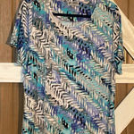 JM Collection  top in pretty shades of blue. P2P 23.5” length 27.5”, SIZE XL Photo 0