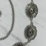 Womens Southwestern Concho Chain Belt Silver Tone Stamped One Size OS ✨ Photo 4