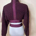 Herve Leger purple thick knit crossed strap cropped sweater SMALL FLAWED Photo 4