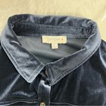 Umgee  XL velour velvet navy blue dress long sleeve button down high low hem Photo 8