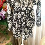 ZARA Floral Print Mini Dress with Ruffles in Black / White Photo 9