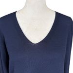 Talbots  Petites XP dark blue long sleeve v-neck pullover stretchy wool sweater Photo 5