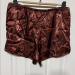 Luxurious Brown Cowboy Cowgirl Satin Pajama Short Shirt Set Women Size Medium Red Photo 6