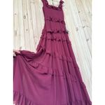 Lulus NWT  Compelling Romantic Burgundy Ruffled Tiered Maxi Dress Gala Banquet S Photo 6