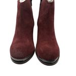 Diba Sequoia Suede Bootie Burgundy Ankle Boots SZ 7 Fall Metal Toe Western Purple Photo 1
