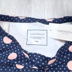 Charter Club  Women Petite Supima 100% Cotton Navy Pink Polka Dot 3/4 Sleeve Top Photo 1