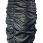 HYFVE Women's Black Faux Leather Vegan High Waist Ruched Pencil Mini Skirt Sz S Photo 0