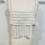 Avec Les Filles  Size S Cream Striped Sleeveless Crop Top Linen Neutral Heritage Photo 1