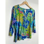 Caribbean Joe  Shirt Womens XL Blue/Green 3/4 Sleeve‎ Photo 3