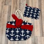 Mud Pie  Beach Bag Tote bag Red White & Blue Nautical Anchors Photo 1