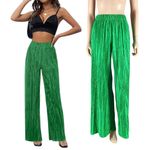 Steve Madden  Green Plissé Wide-Leg Pants XS Photo 1