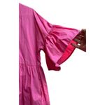 BiBi Red Pink Color Block Shirt Dress Ruffle Sleeves Partial Button Front Medium Photo 3