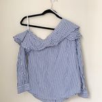 Bardot Striped Asymmetric Striped Button Down Shirt Photo 2