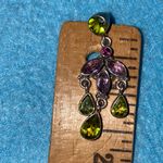 NICKY BUTLER 925 Rare pierced chandelier earrings amethyst peridot signed NB Green Photo 6