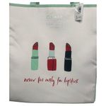 Clinique New  X Kate Spade Tote Bag White Green Never Too Early For Lipstick Photo 3