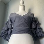 Haute Monde Ruffle Wrap Blouse — Bold Sleeves, Luxe Texture. Photo 5