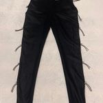 Maniere De Voir NWT Black Faux Leather Leggings Pants w/ Side Toggles Size 14 Photo 0