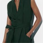 ZARA  Green Linen Blend Sleeveless Belted Midi Dress Photo 8