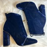 ZARA  Blue Velvet Zipper Ankle Boots Lace Up Heels Size 37EU /US7.5 Photo 5