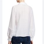 Alexis  Greyson Smocked Lace Long Sleeve Button Up Collared Blouse Top Photo 8