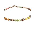 Vintage Sterling Silver Cat Eye Bead Anklet Bracelet 9" 5.65g Estate Colorful Photo 2