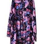 ZARA  small black floral print long sleeve baby doll mini dress Photo 3