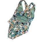 SEA ANGEL Sage Green FLORAL Plunge Neck Cross Back SWIMSUIT Medium 8 Green Photo 2