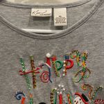 kim rogers Women's Holiday Embellished Happy Holidays Long-Sleeve Top, Tee-Shirt, X Large Photo 1