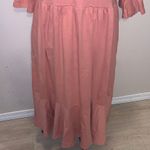 Woman’s Large Pink Midi Dress Ruffle 3/4 Sleeves Ruffle Bottom Photo 2