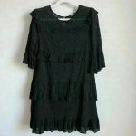 Madewell Women’s Black Eyelet Waterlily Tiered Ruffle Boho Mini Dress Size 10 Photo 9