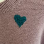 Kerri Rosenthal Mauve Purple Cashmere Sweater Heart Detail Large Photo 1