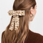 Lele Sadoughi NWT  CEDAR TWEED ACORN PEARL ANTOINETTE BOW BARRETTE Photo 0