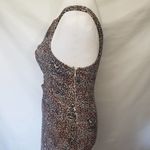 Urban Outfitters Sweet Tooth Womens Dress Size XS Cheetah Linen Mini Cut Out Photo 6