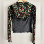 Free People  Intimately Floral Mesh Velvet Mix Top Sheer Holiday Holly sz S Photo 7