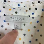 Talbots Petites | Cream Polka Dot Jewel Tone Button Front Shirt 100% Cotton LP Photo 2