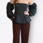 Crescent  Brooklyn Poplin Off Shoulder Top in Black Dark Boho Size M‎ Photo 0