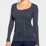 Last Tango M/L scoop neck ruched gray puckered fitted long sleeve top shirt EUC Size M Photo 1